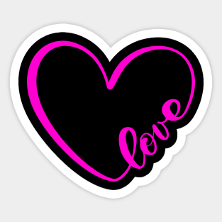 HOT Pink Heart Shape - Heart Art Sticker